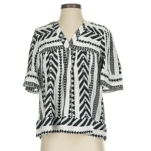 Old Navy Black and White Patterned Blouse